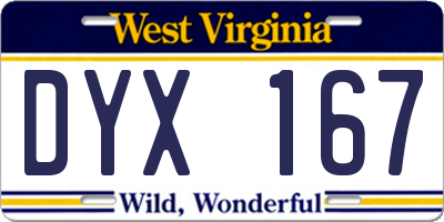 WV license plate DYX167