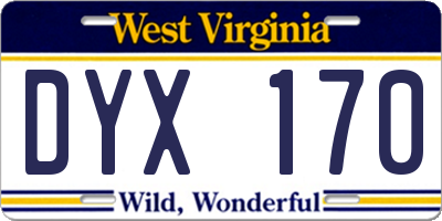 WV license plate DYX170