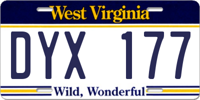 WV license plate DYX177