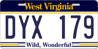 WV license plate DYX179