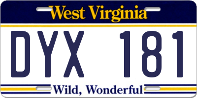 WV license plate DYX181