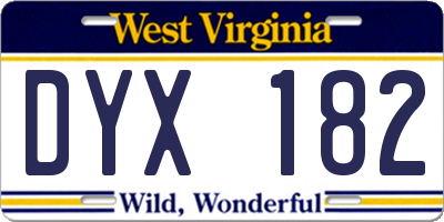 WV license plate DYX182