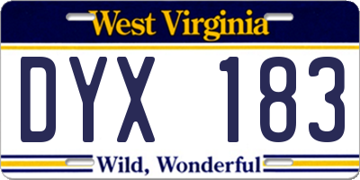WV license plate DYX183