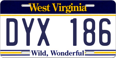 WV license plate DYX186