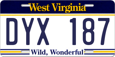 WV license plate DYX187
