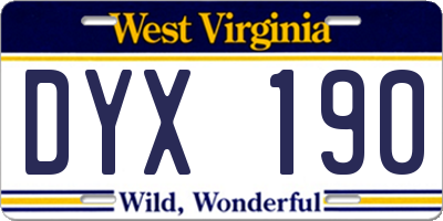 WV license plate DYX190