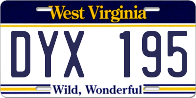 WV license plate DYX195