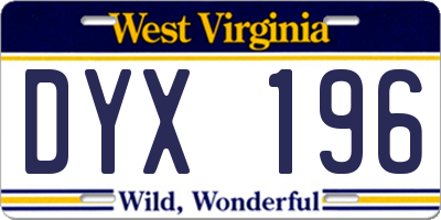 WV license plate DYX196