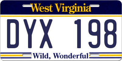 WV license plate DYX198