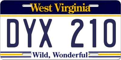 WV license plate DYX210