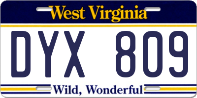 WV license plate DYX809