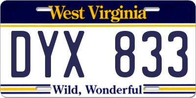 WV license plate DYX833