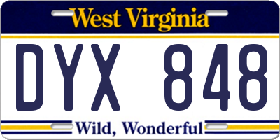 WV license plate DYX848