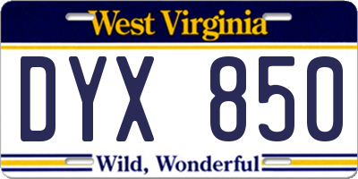 WV license plate DYX850