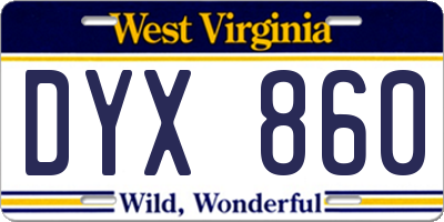 WV license plate DYX860