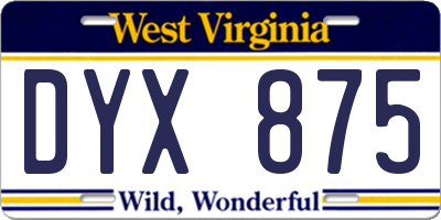 WV license plate DYX875