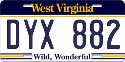 WV license plate DYX882