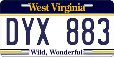 WV license plate DYX883