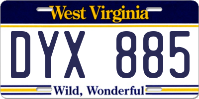 WV license plate DYX885