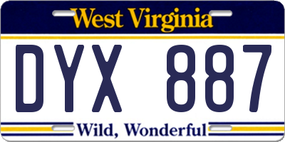 WV license plate DYX887