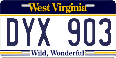 WV license plate DYX903