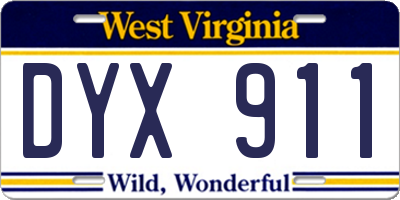 WV license plate DYX911