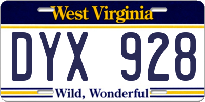 WV license plate DYX928