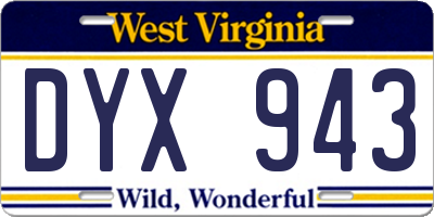 WV license plate DYX943