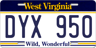 WV license plate DYX950