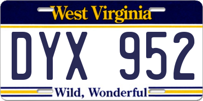 WV license plate DYX952