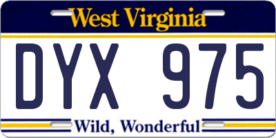 WV license plate DYX975