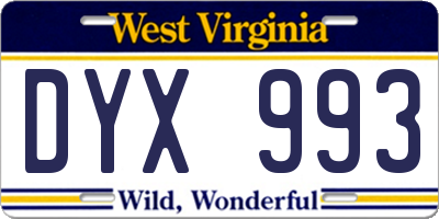 WV license plate DYX993