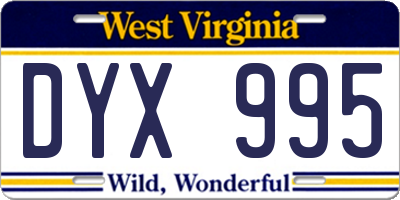WV license plate DYX995