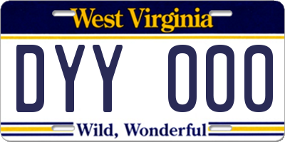 WV license plate DYY000