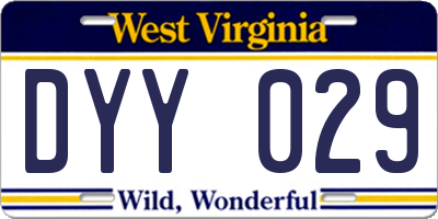 WV license plate DYY029