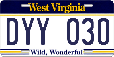 WV license plate DYY030