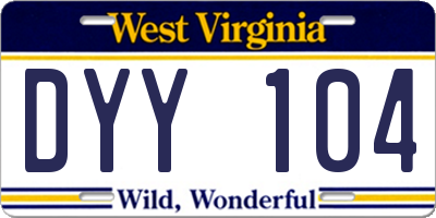 WV license plate DYY104