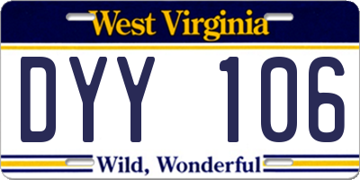 WV license plate DYY106