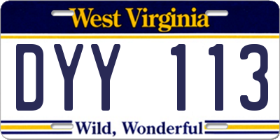 WV license plate DYY113