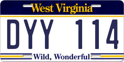 WV license plate DYY114