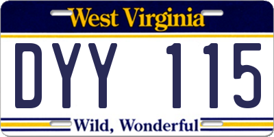 WV license plate DYY115