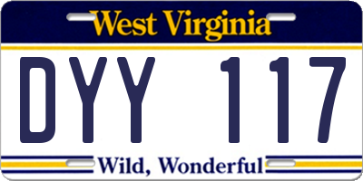 WV license plate DYY117