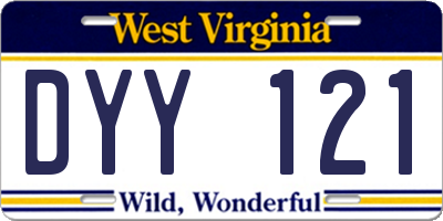 WV license plate DYY121