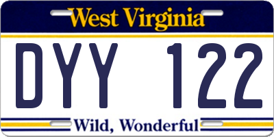 WV license plate DYY122