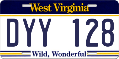 WV license plate DYY128
