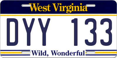 WV license plate DYY133