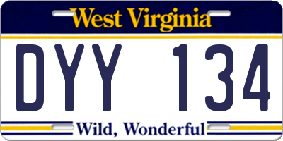 WV license plate DYY134