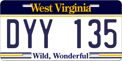 WV license plate DYY135