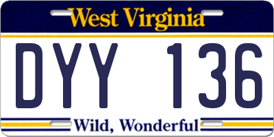 WV license plate DYY136
