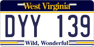 WV license plate DYY139